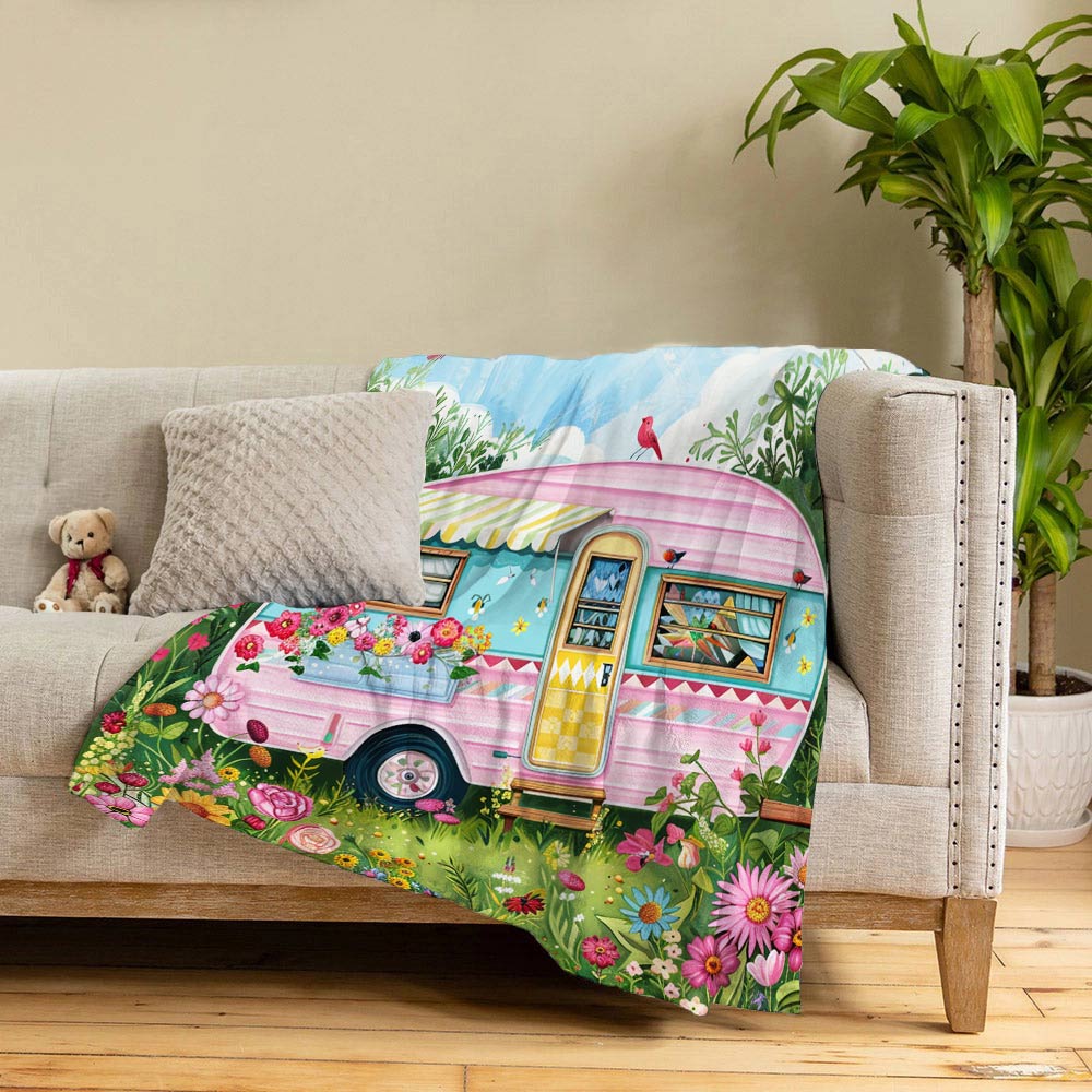 Lorva Fleece Blanket Happy Camper