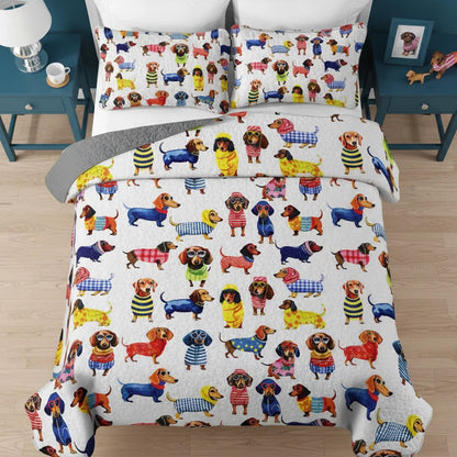 Dachshund Lorva All Season Quilt 3-Piece Set Colorful