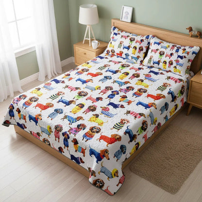 Dachshund Lorva All Season Quilt 3-Piece Set Colorful