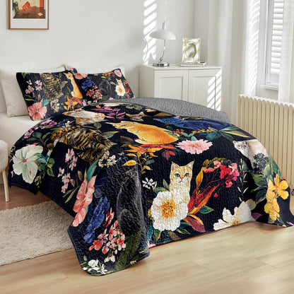 Lorva All Season Quilt 3-Piece Set Moonlit Garden Whiskers