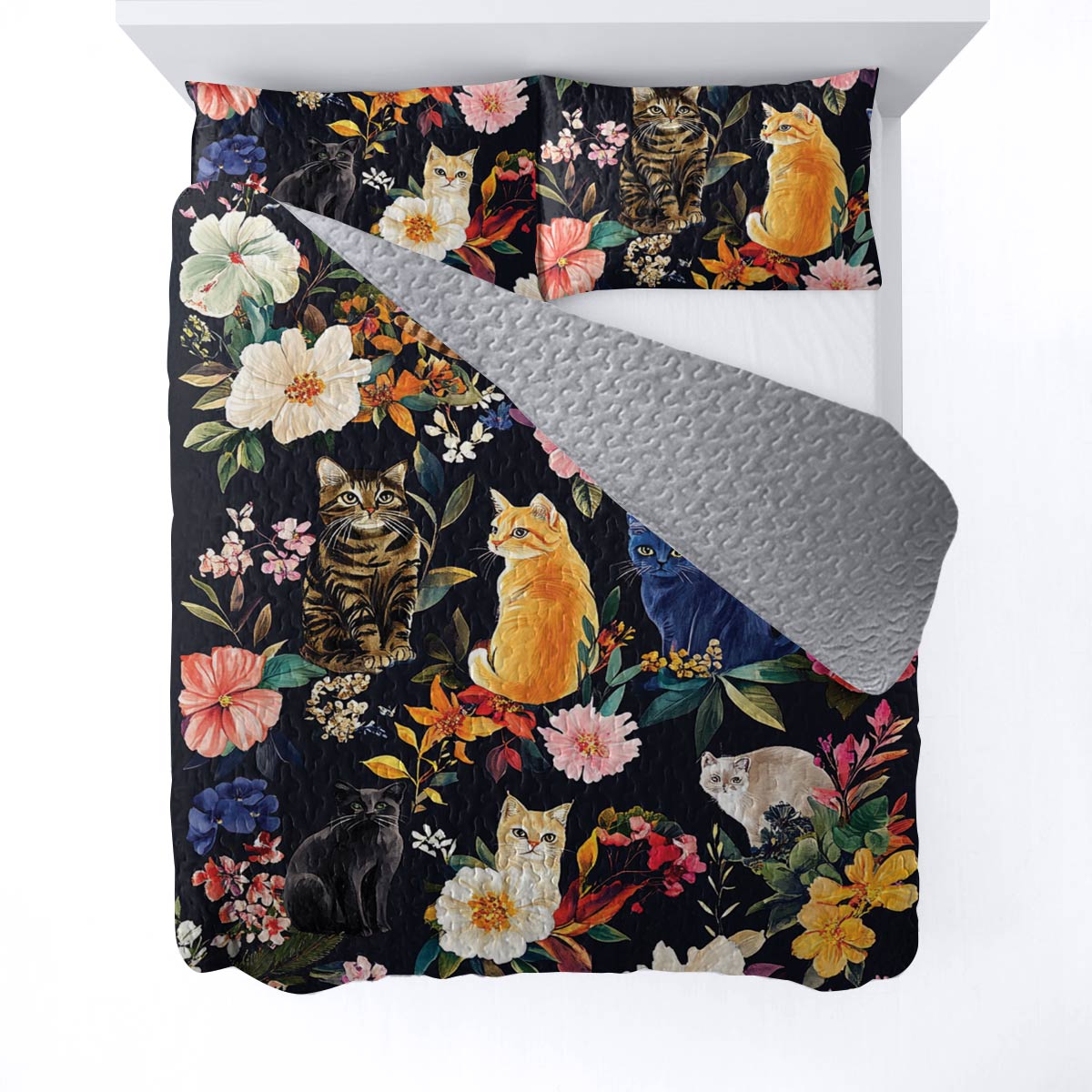 Lorva All Season Quilt 3-Piece Set Moonlit Garden Whiskers