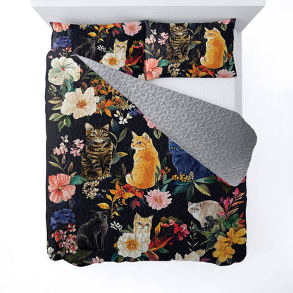 Lorva All Season Quilt 3-Piece Set Moonlit Garden Whiskers