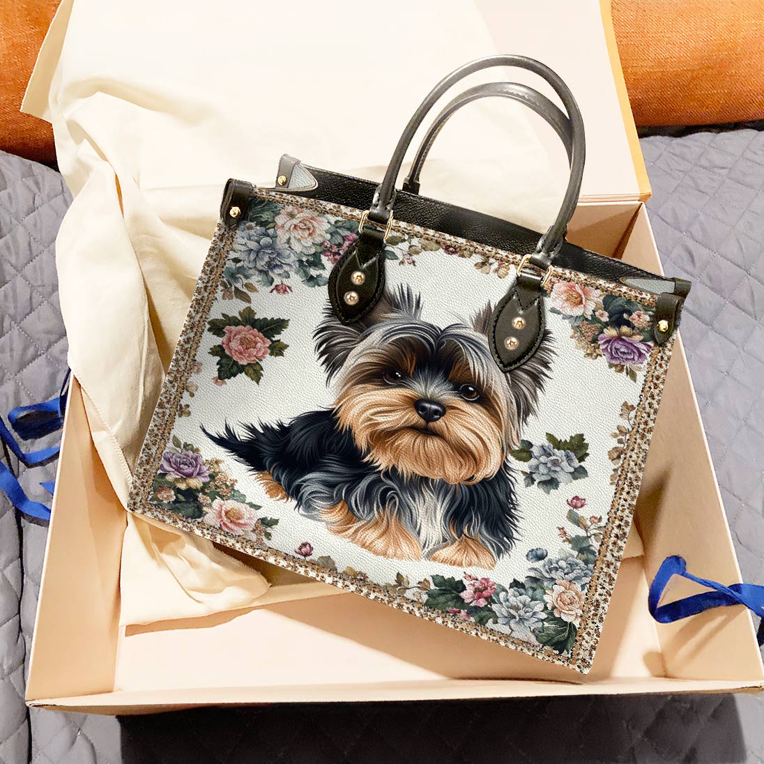 Lorva Leather Bag Royal Yorkie Bloom