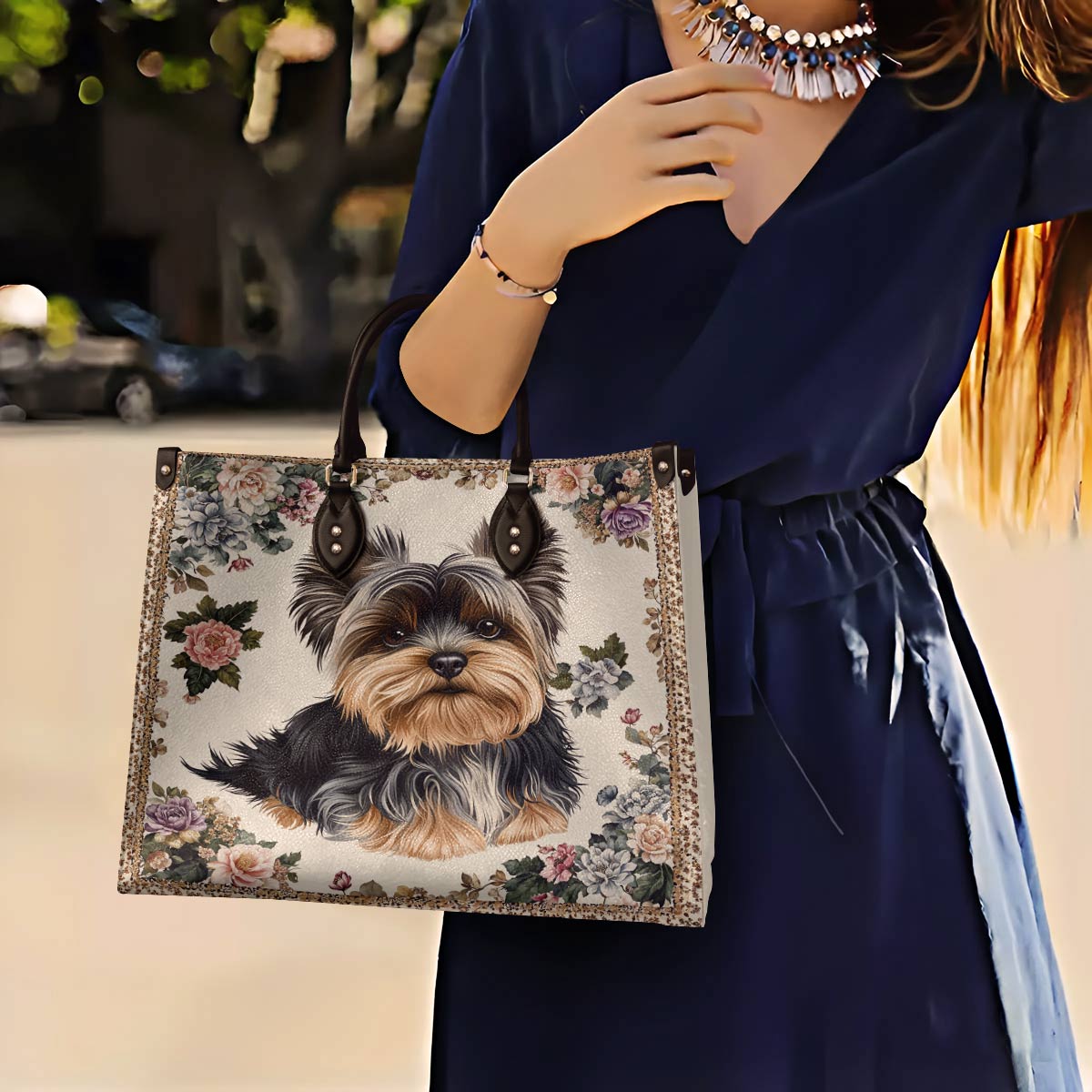 Lorva Leather Bag Royal Yorkie Bloom