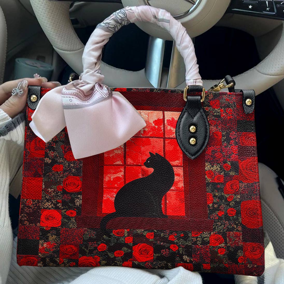 Lorva Leather Bag Midnight Rose Window