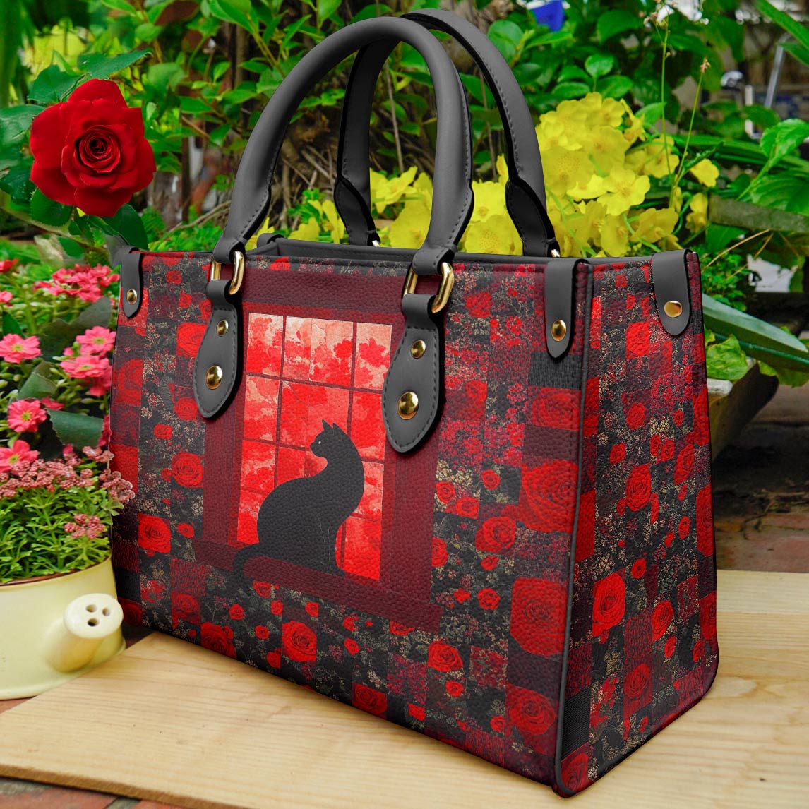 Lorva Leather Bag Midnight Rose Window