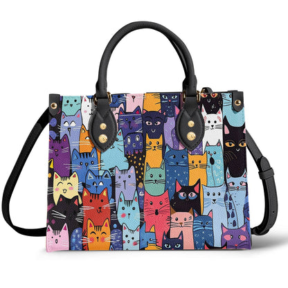 Lorva Leather Bag Colorful Cat Parade