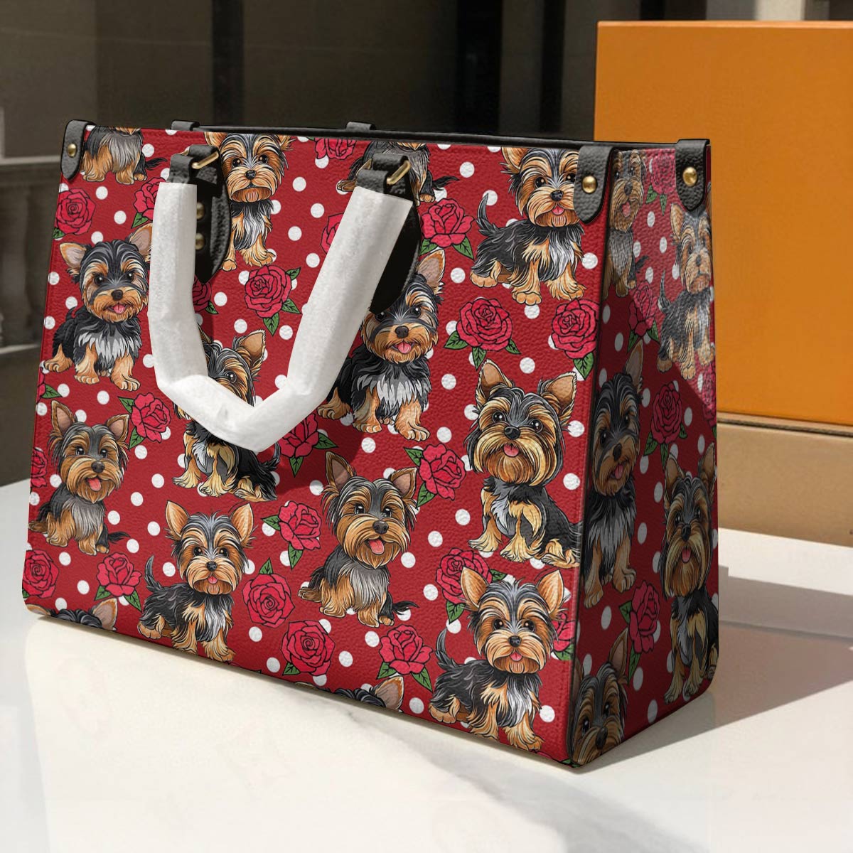 Lorva Leather Bag Rosy Yorkie Charm