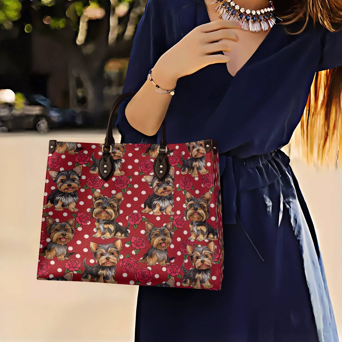 Lorva Leather Bag Rosy Yorkie Charm