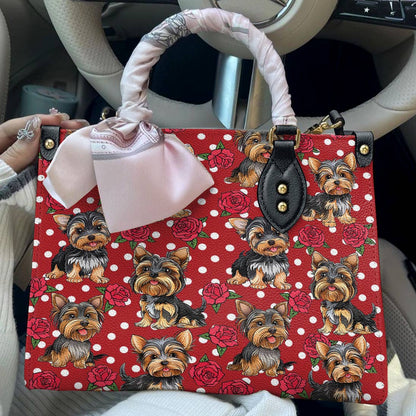 Lorva Leather Bag Rosy Yorkie Charm