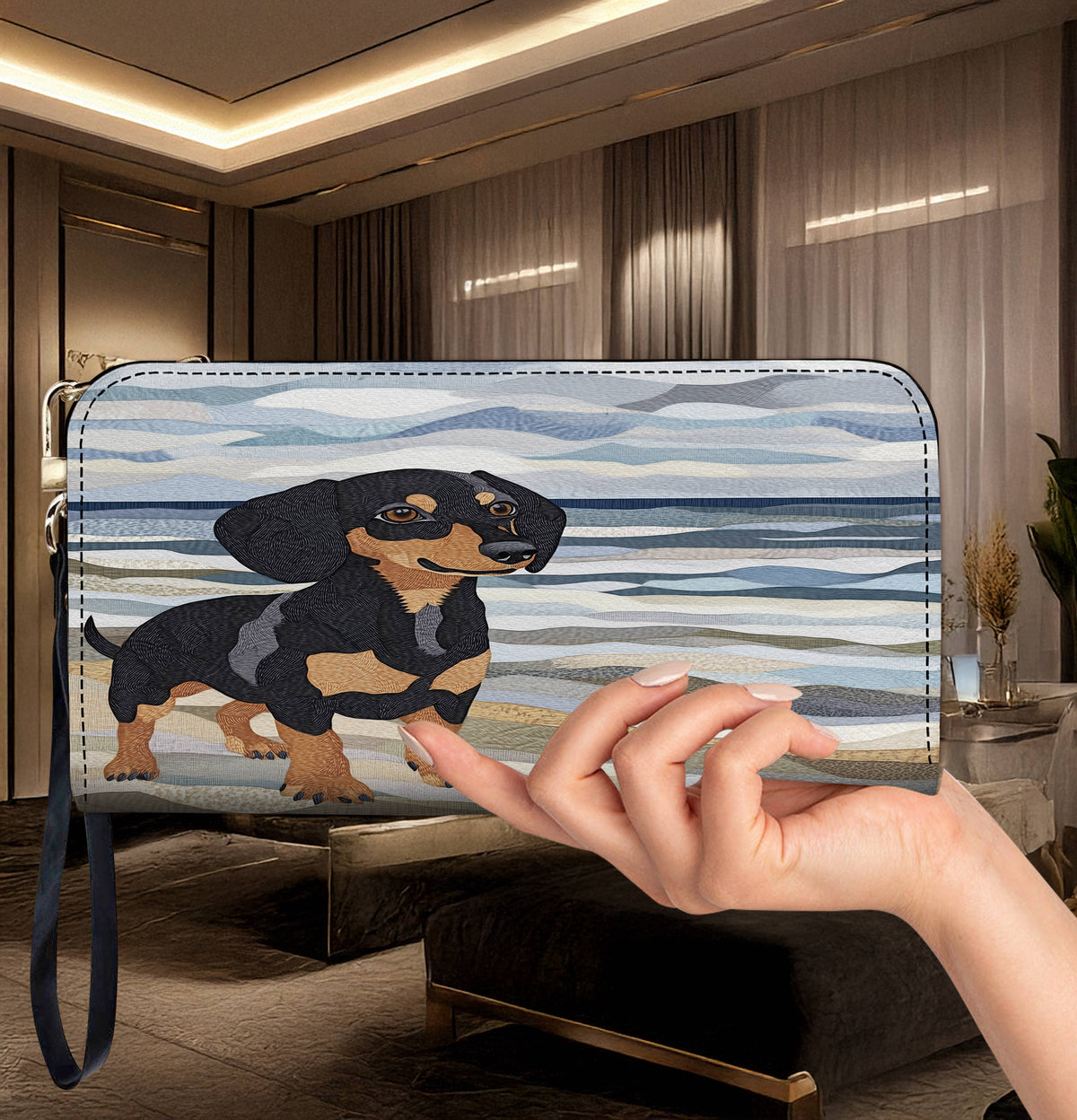 Lorva Leather Wallet Beachy Dachshund