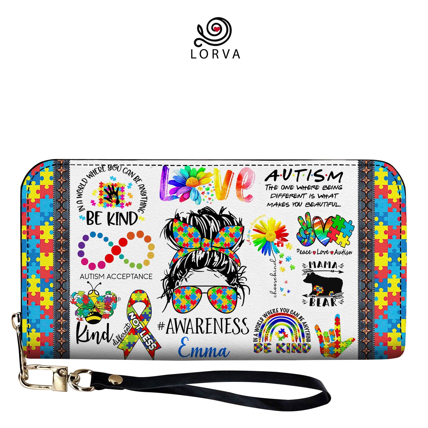 Lorva Leather Wallet Personalized Autismmom