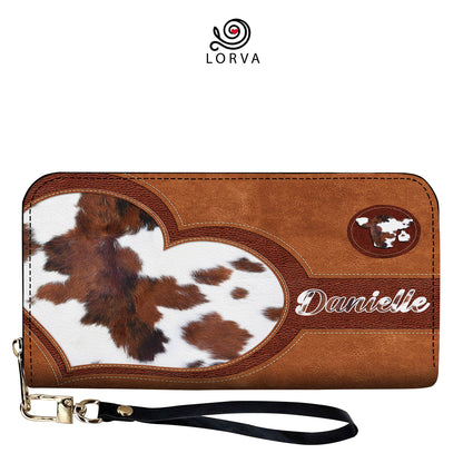 Lorva Leather Wallet Personalized Cow Lovely