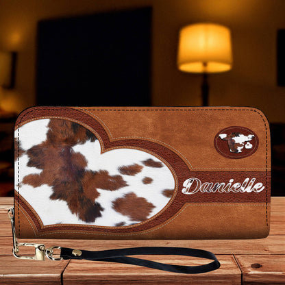 Lorva Leather Wallet Personalized Cow Lovely