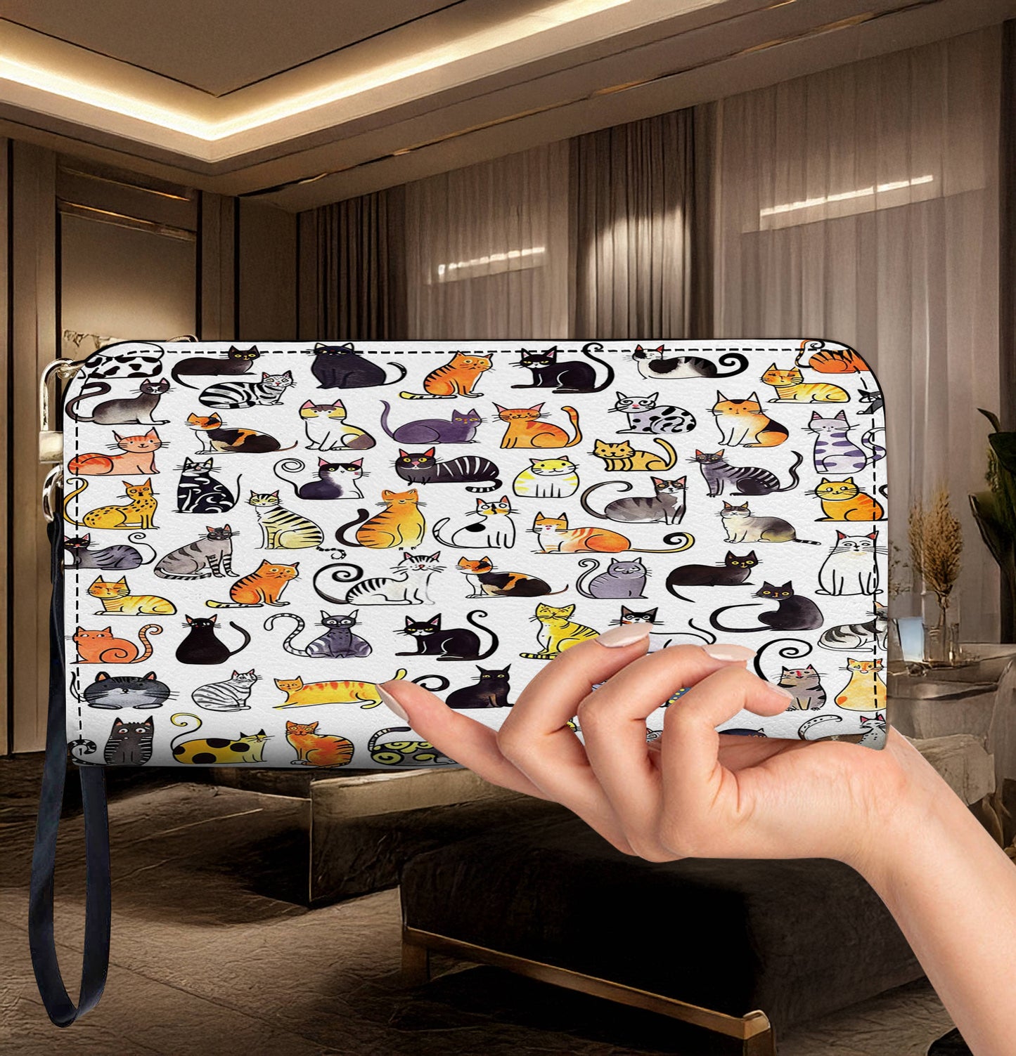 Lorva Leather Wallet Meow-gic