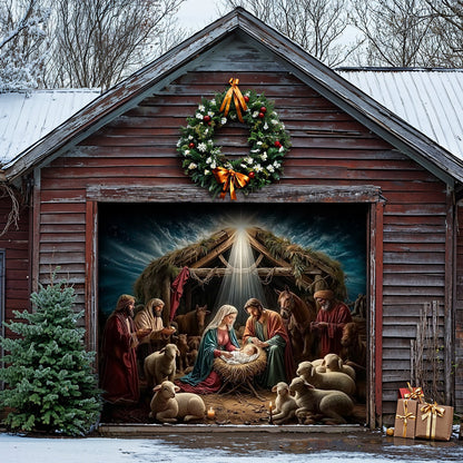 Lorva Christmas Garage Door Banner Decoration Golden Silence Of Bethlehem