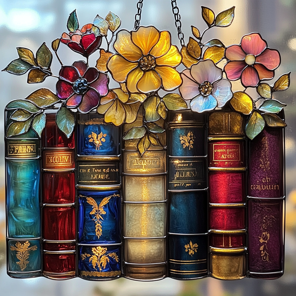 Lorva Reading Suncatcher Gorgeous Floral Books