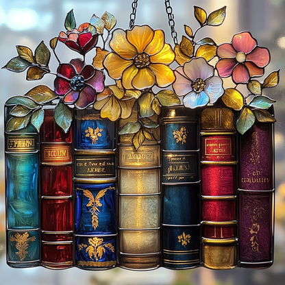 Lorva Reading Suncatcher Gorgeous Floral Books