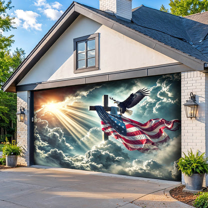 Lorva Patriotic Garage Door Banner Decoration Glory Over The Cross