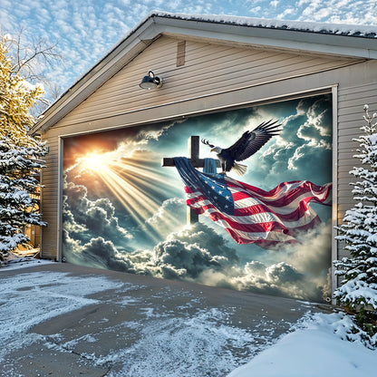 Lorva Patriotic Garage Door Banner Decoration Glory Over The Cross