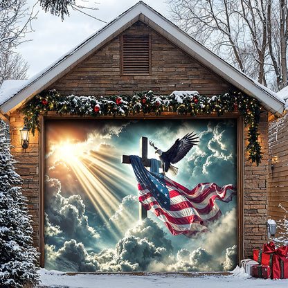 Lorva Patriotic Garage Door Banner Decoration Glory Over The Cross