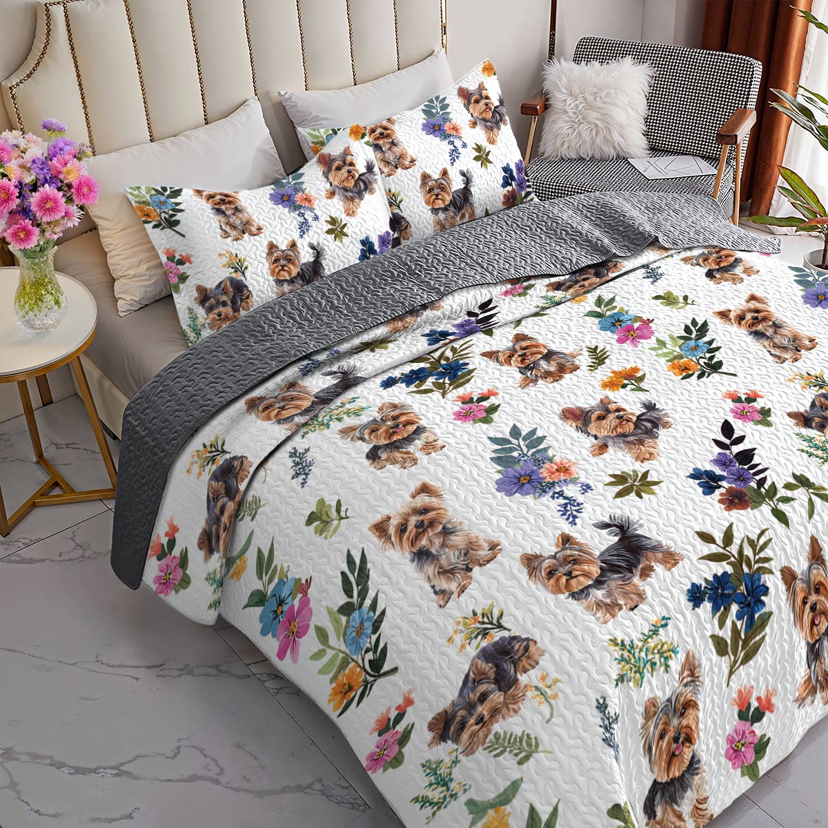 Lorva All Season Quilt 3-Piece Set Puppy Meadow Dreams