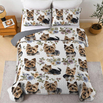 Lorva All Season Quilt 3-Piece Set Yorkie Garden Snuggles