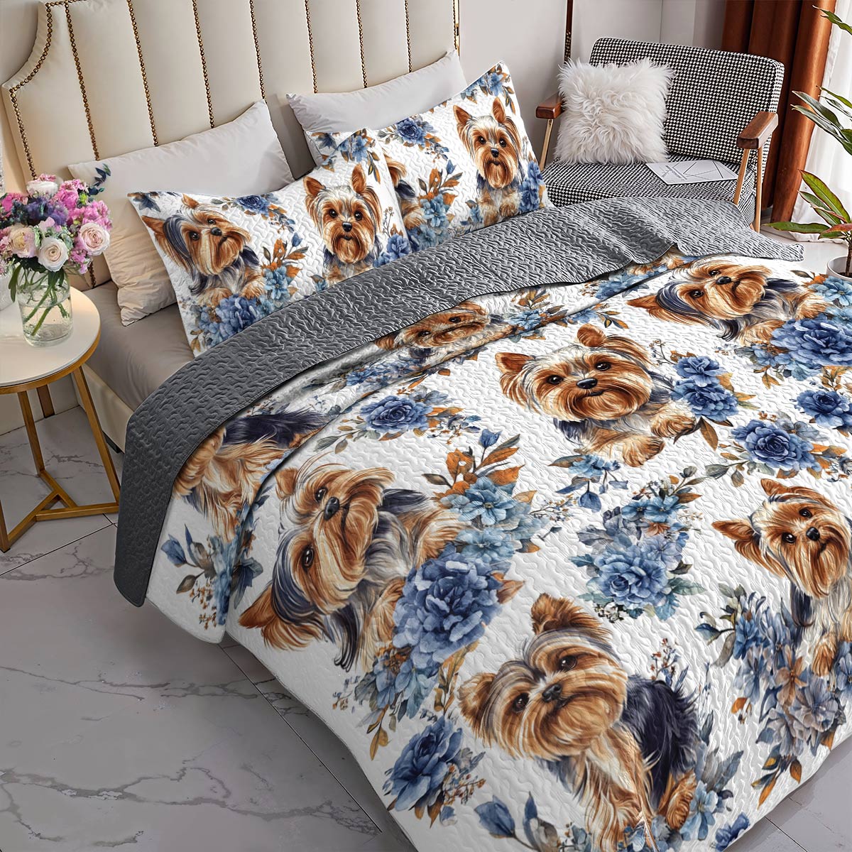 Lorva All Season Quilt 3-Piece Set Charming Yorkie Haven