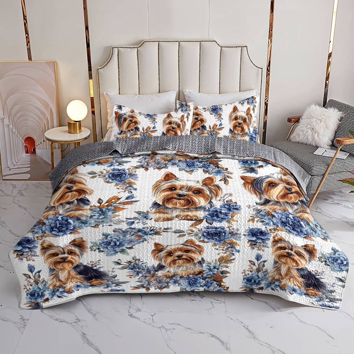 Lorva All Season Quilt 3-Piece Set Charming Yorkie Haven