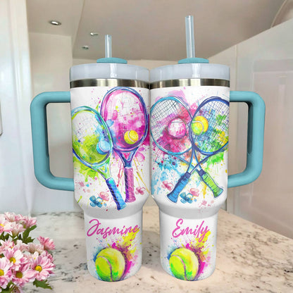 Lorva Personalized Tumbler Tennis Colorful Splash