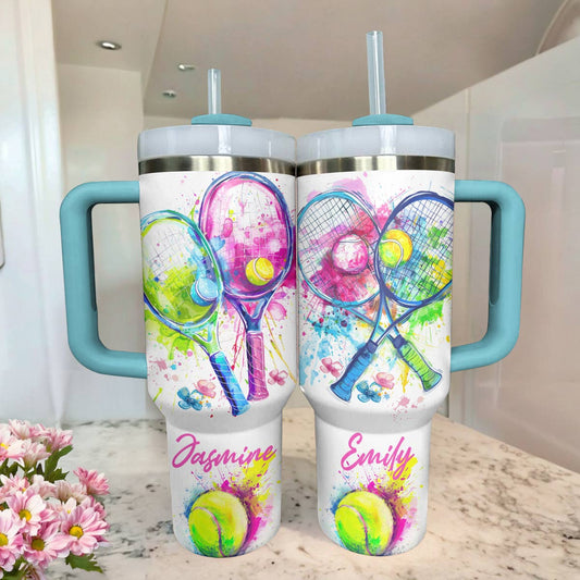 Lorva Personalized Tumbler Tennis Colorful Splash