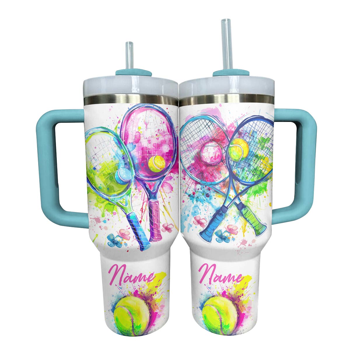 Lorva Personalized Tumbler Tennis Colorful Splash