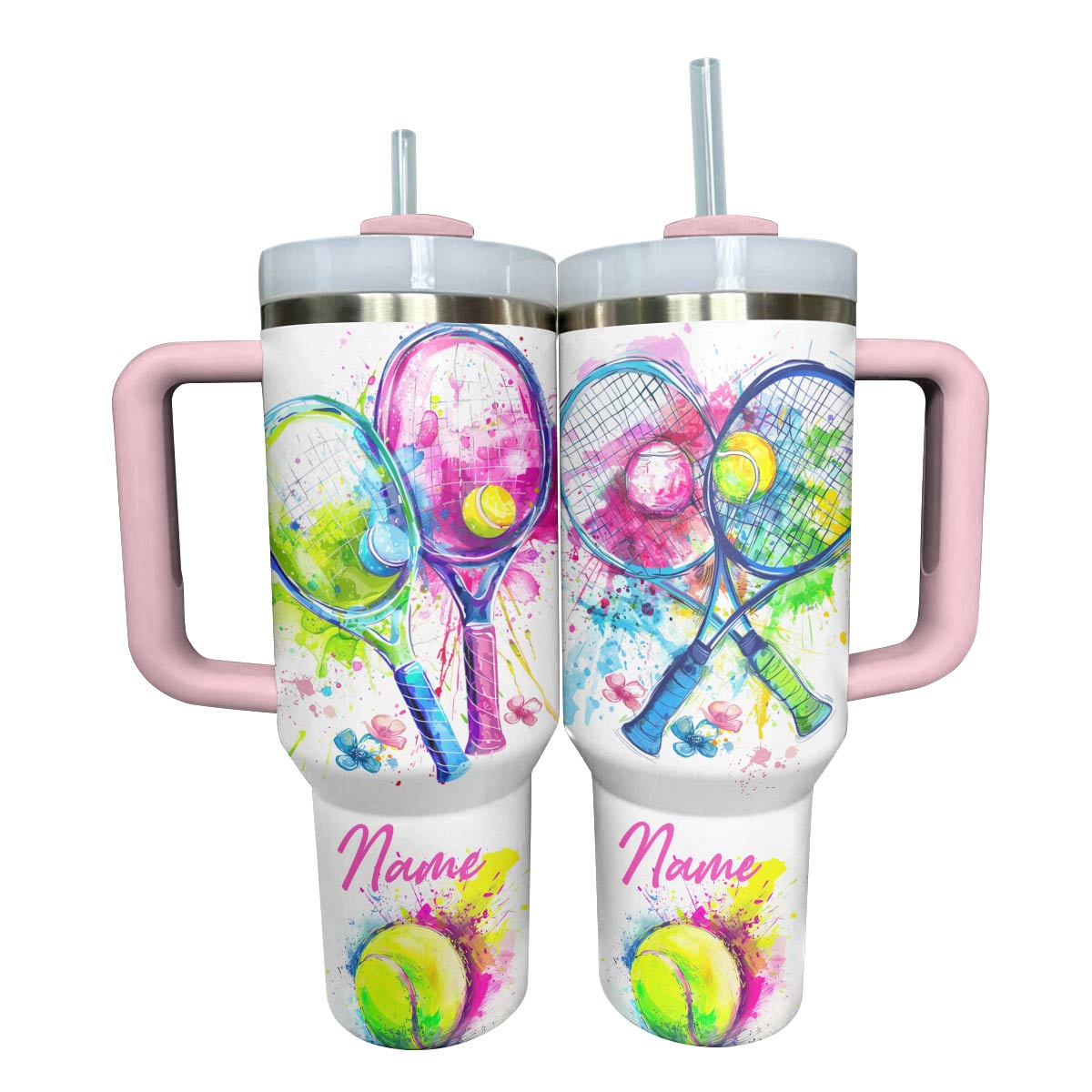 Lorva Personalized Tumbler Tennis Colorful Splash