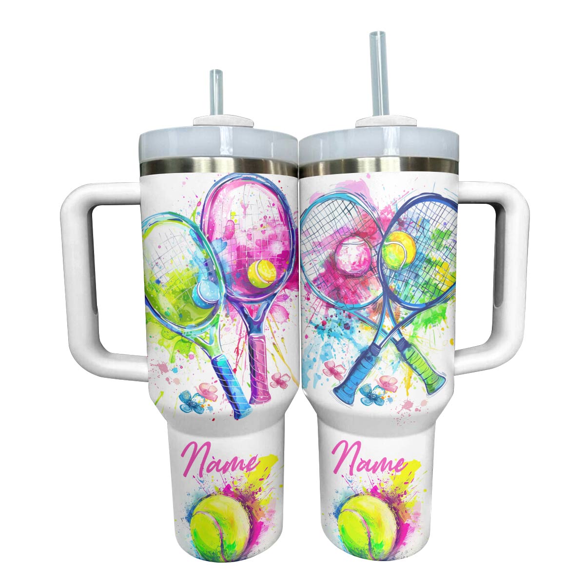 Lorva Personalized Tumbler Tennis Colorful Splash
