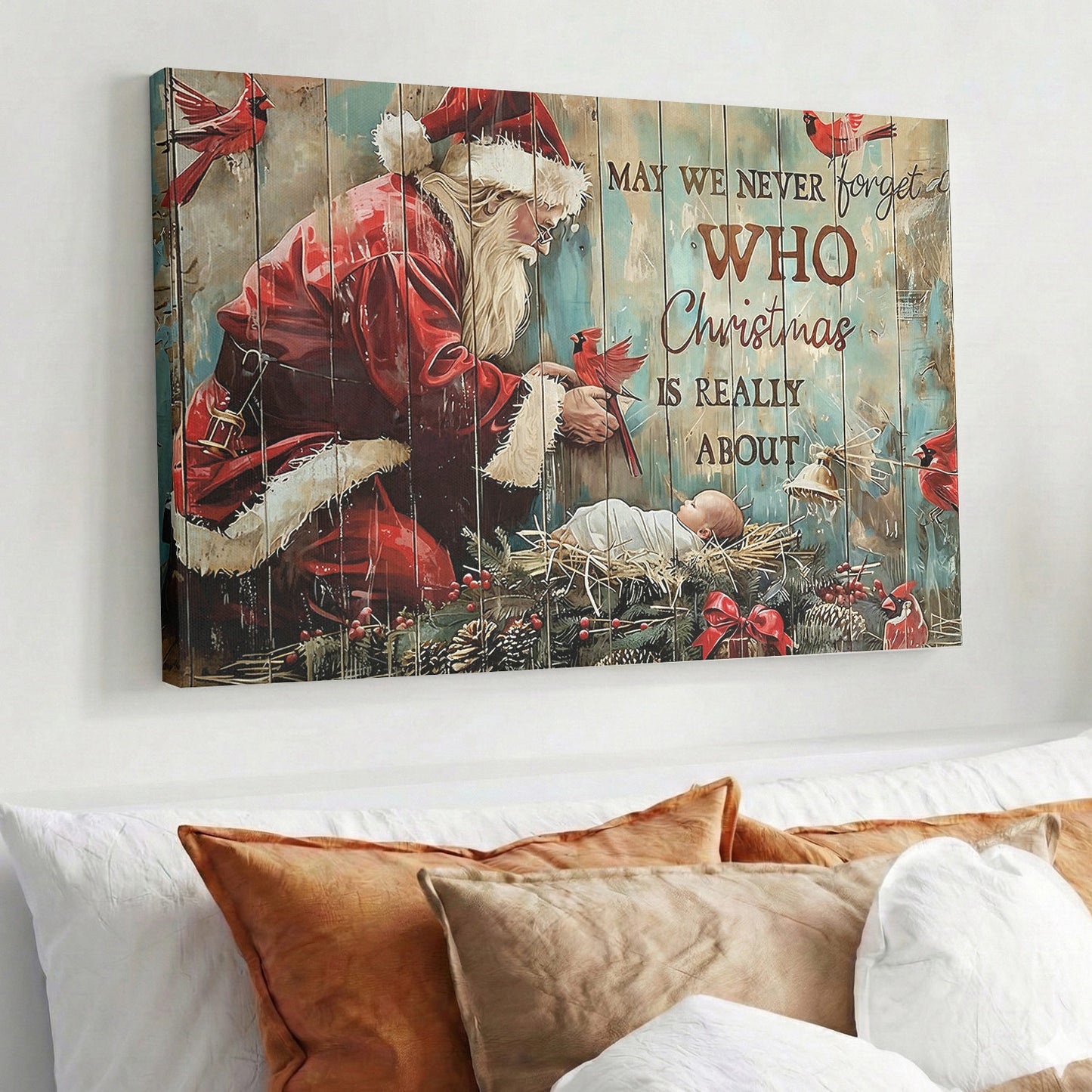 Lorva Christmas Wooden-Framed Canvas Wall Hope Love