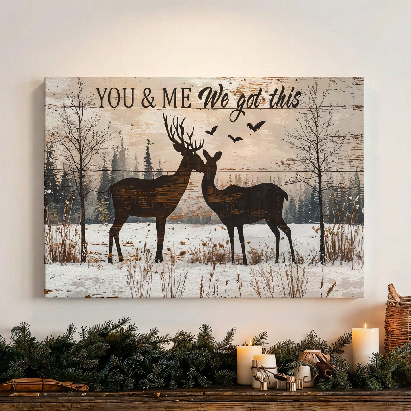 Lorva Wooden-Framed Canvas Wall You And Me We Got This
