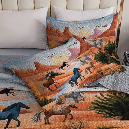 Lorva Horse All Season Quilt 3-Piece Set  Peace Love Desert