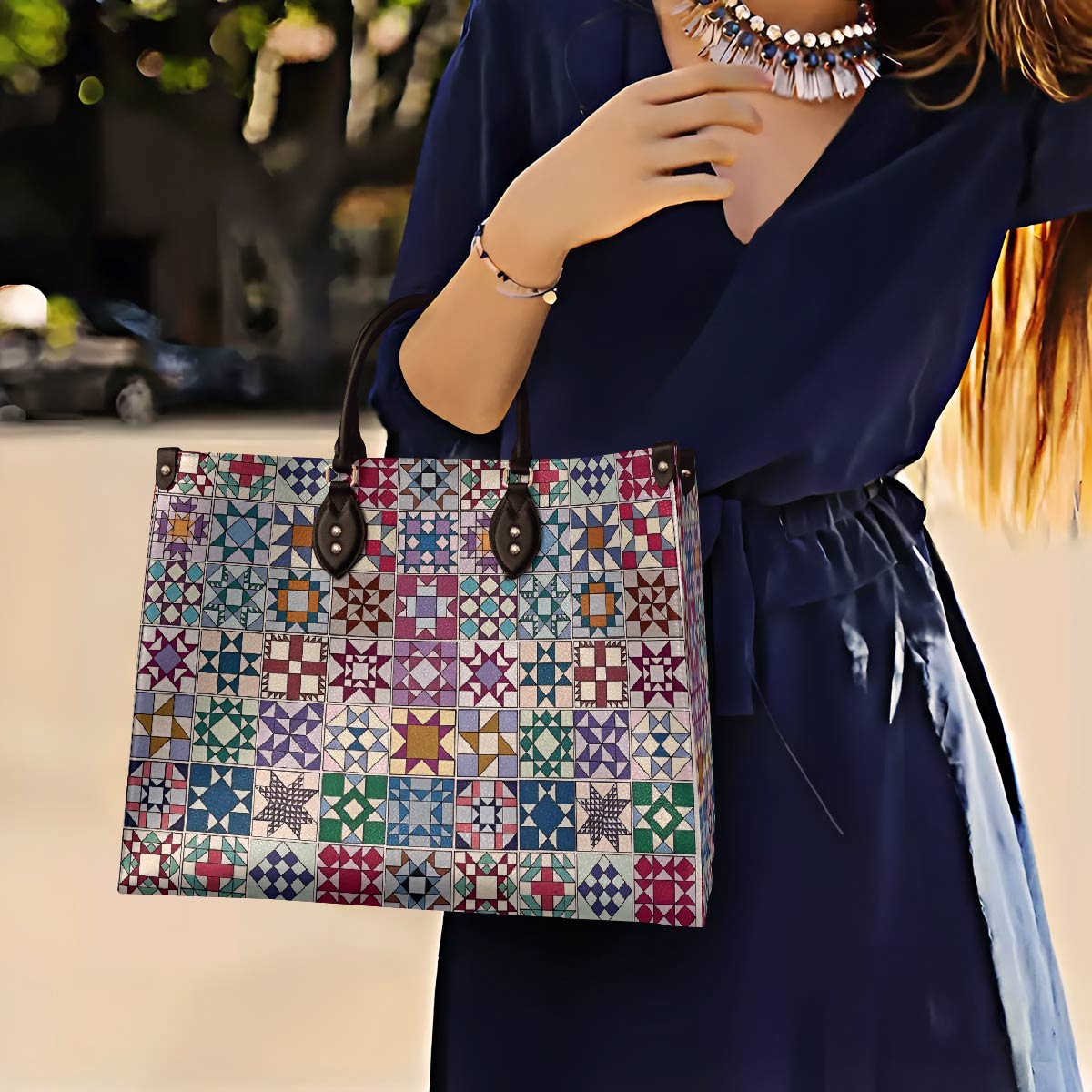 Lorva Leather Bag Gentle Quilting Blocks