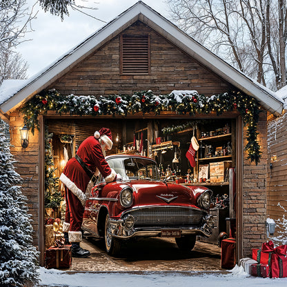 Lorva Christmas Garage Door Banner Decoration Merry Motor Garage