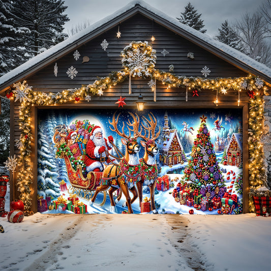 Lorva Christmas Garage Door Banner Decoration Gorgeous Night