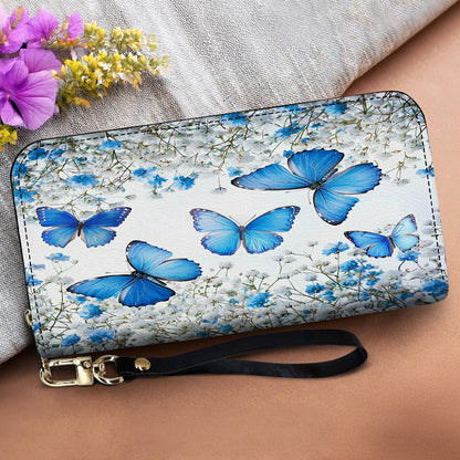 Lorva Butterfly Leather Wallet Morning Sky