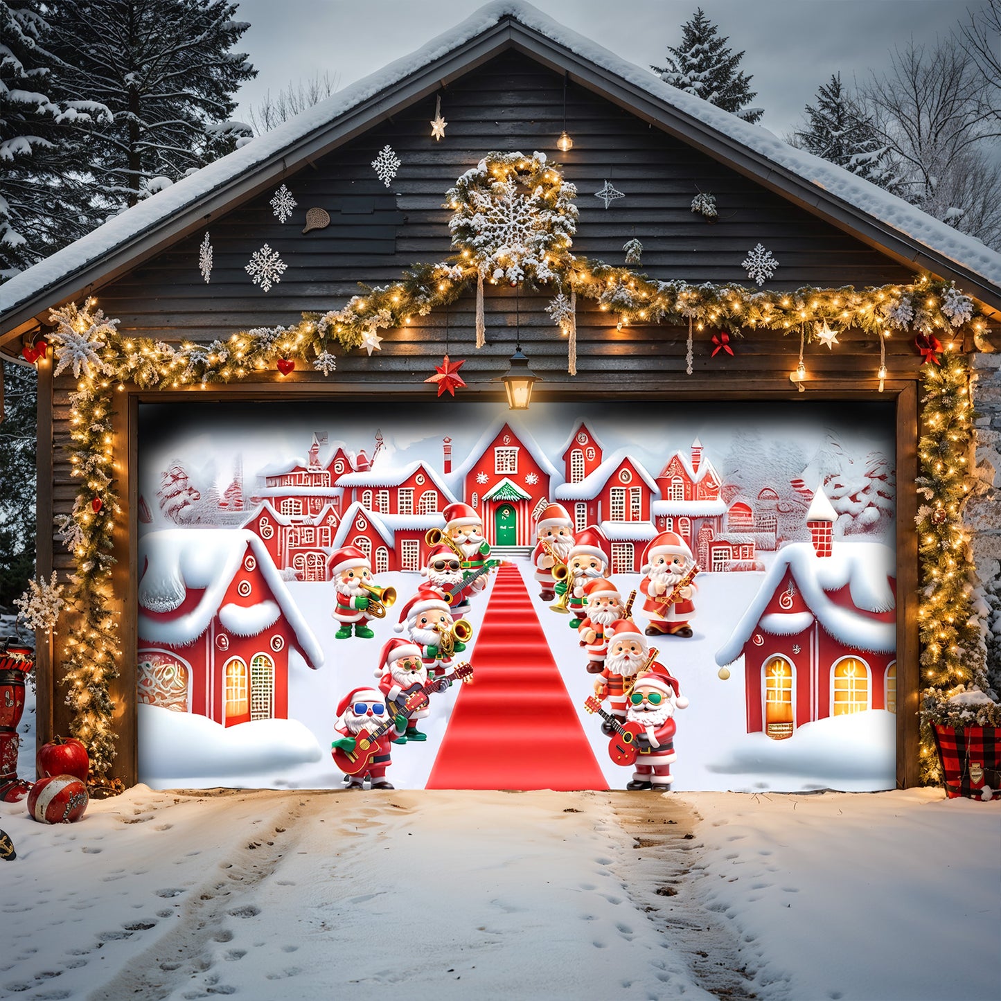 Lorva Christmas Garage Door Banner Decoration Welcome to Santa’s Town