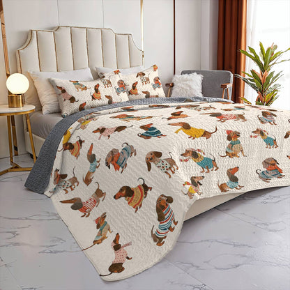 Dachshund Lorva All Season Quilt 3-Piece Set Happy Holiday