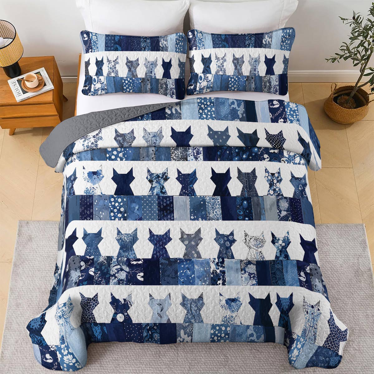 Lorva All Season Quilt 3-Piece Set Patchwork Purrs