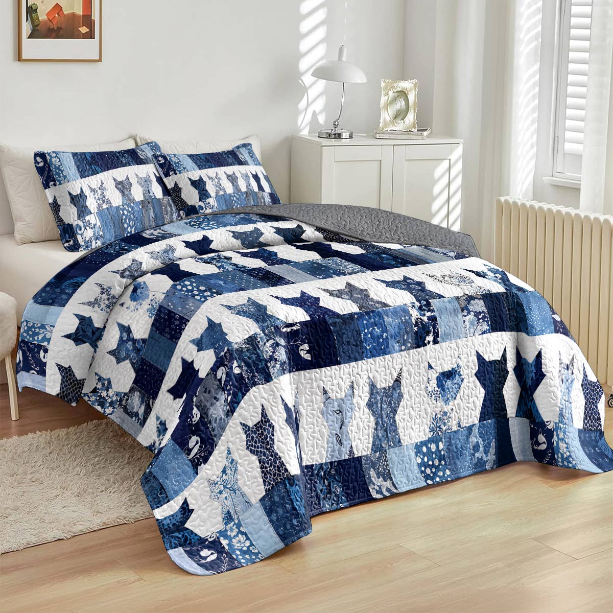 Lorva All Season Quilt 3-Piece Set Patchwork Purrs