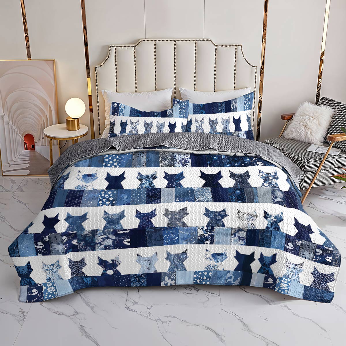 Lorva All Season Quilt 3-Piece Set Patchwork Purrs