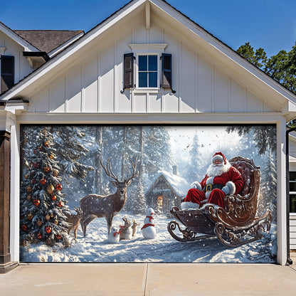 Lorva Christmas Garage Door Banner Decoration SSanta’s Woodland Christmas