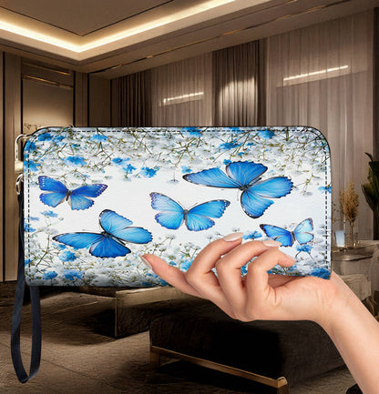 Lorva Butterfly Leather Wallet Morning Sky