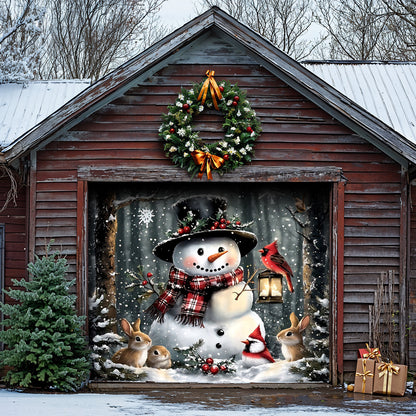 Lorva Snowman Christmas Garage Door Banner Decoration Love Time