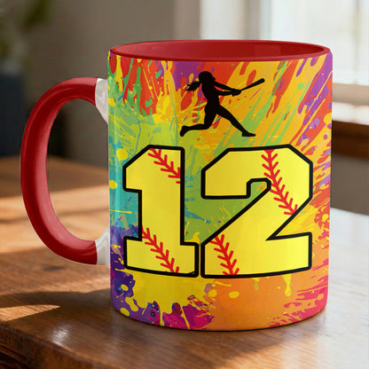 Lorva Personalized Mug Colorful Softball